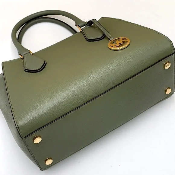 MICHAEL KORS DARIA LARGE SATCHEL ARMY GREEN / BROWN SIGNATURE COLOR - Picture 14 of 16